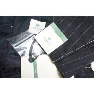 Borrelli Dark Gray Chalkstriped Wool 2 Pc Suit Jacket Pants 44R BRAND NEW